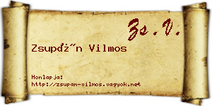 Zsupán Vilmos névjegykártya